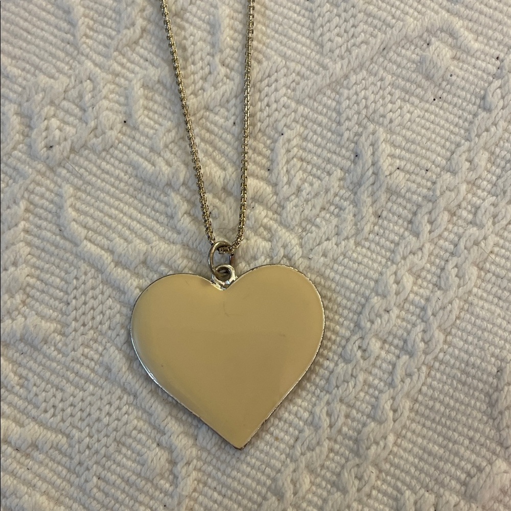Elegant Heart Pendant Necklace in soft yellow enamel